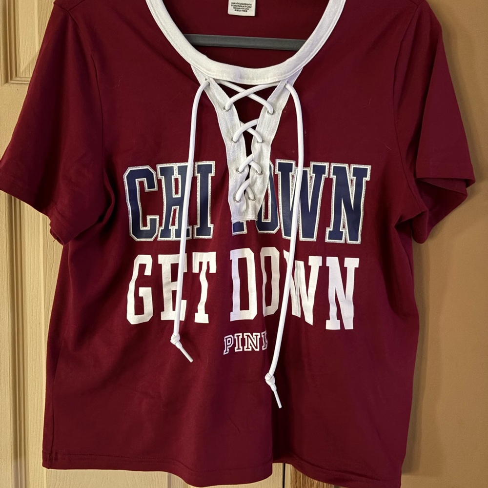 Victoria's Secret Maroon Lace-Up Tee